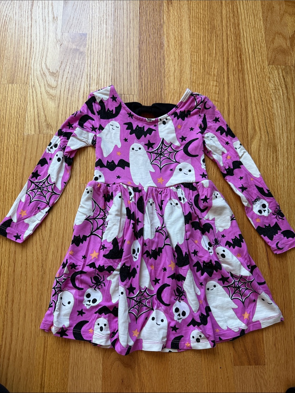 Girls' Ghost & Bat Halloween bow back skater Dress